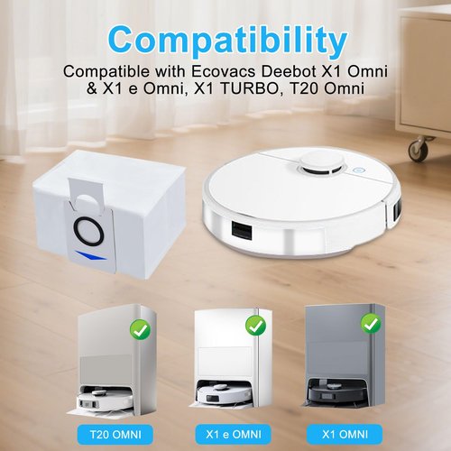 10 PSC Vacuum Bags Compatible with Ecovacs Deebot X1 Omni Turbo T10 T20 Omni T20/T20 Max/T20 Pro/X&T Series Robot Vacuum Cleaner,Dust Bags for Deebot T20 Omni