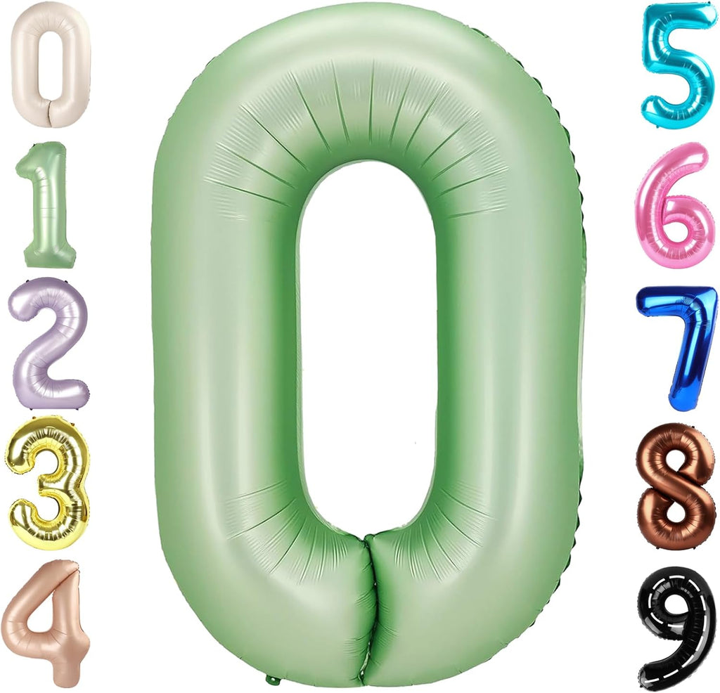 Number 0 Balloons - 40 Inch Olive Green Birthday Decorations for Milestone Events & Baby Showers
