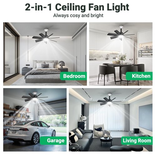 Orbecco 28in Socket Fan Light, 4000LM Ceiling Fans with Lights and Remote, 3000K-6500K 3 Colors 6 Speeds Socket Fan E26/E27 Base, Screw in Ceiling Fans for Living Room, Kitchen, Black