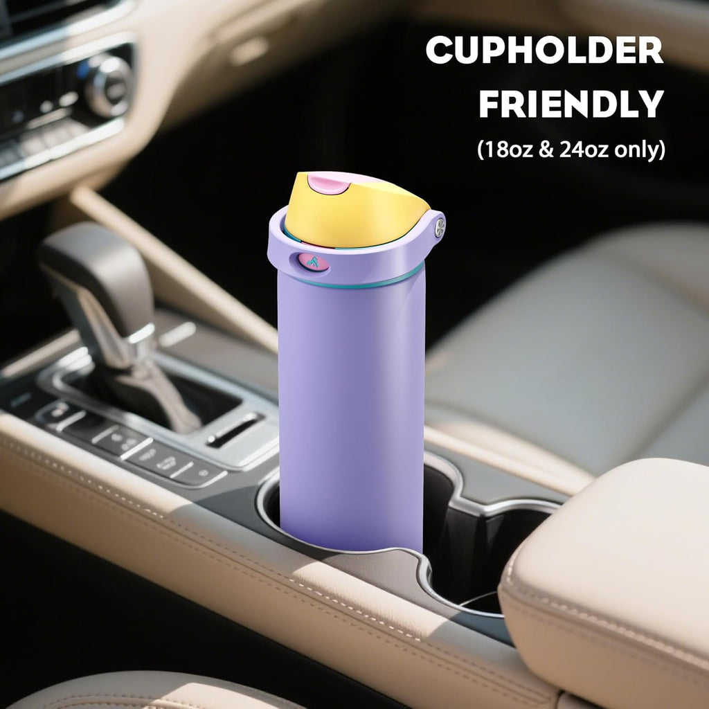 POWCAN Insulated Water Bottle - 18 oz Leakproof Design with 2-in-1 Spout & Straw | Cold for 24 Hours, Perfect Gift for Women & Girls (Tangled Shine)
