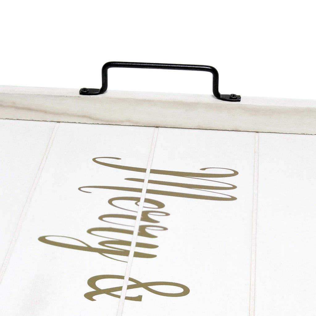 Elegant Designs HG2000-WMB Decorative Wood Serving Tray w/Handles, 15.50" x 12", Merry & Bright (Pack of 4)