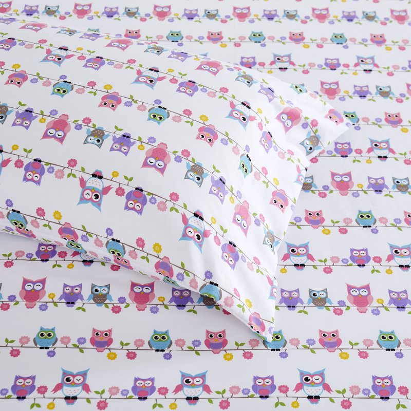 Kids Colorful Owls Twin XL Microfiber Sheet Set - Sweet Home Collection