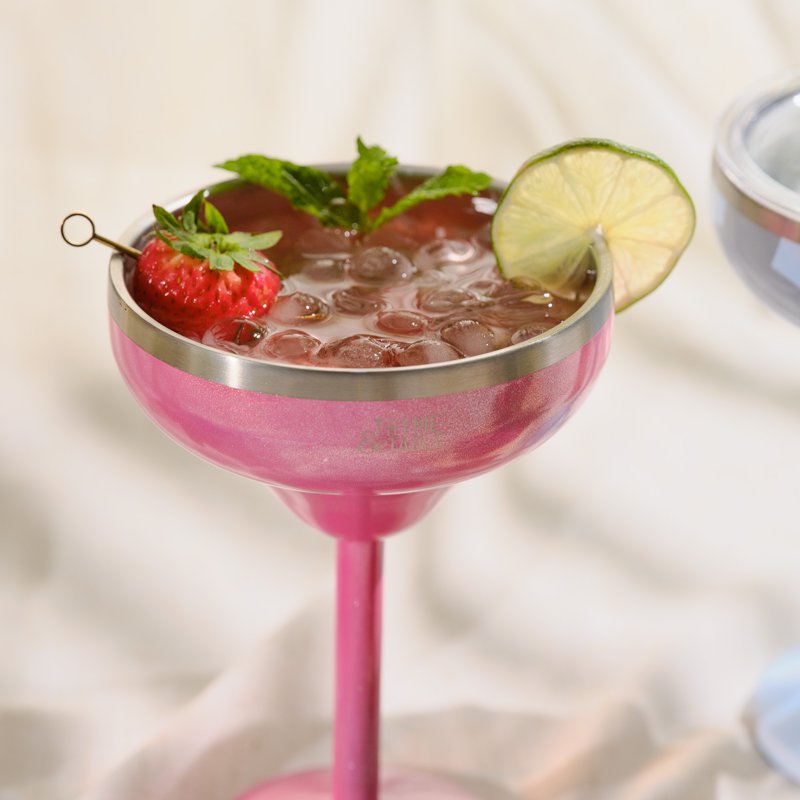 Stainless Steel Margarita Tumbler with Sliding Lid - Pink 10oz