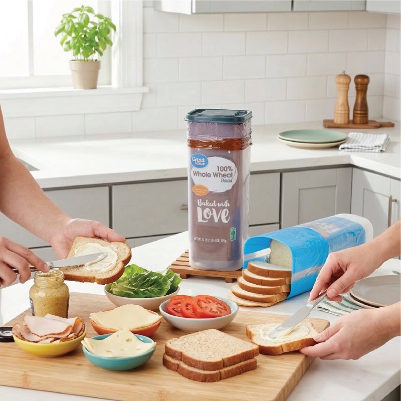 Plastic Bread Bin - 4 Pack Bread Storage Keeper with Lid