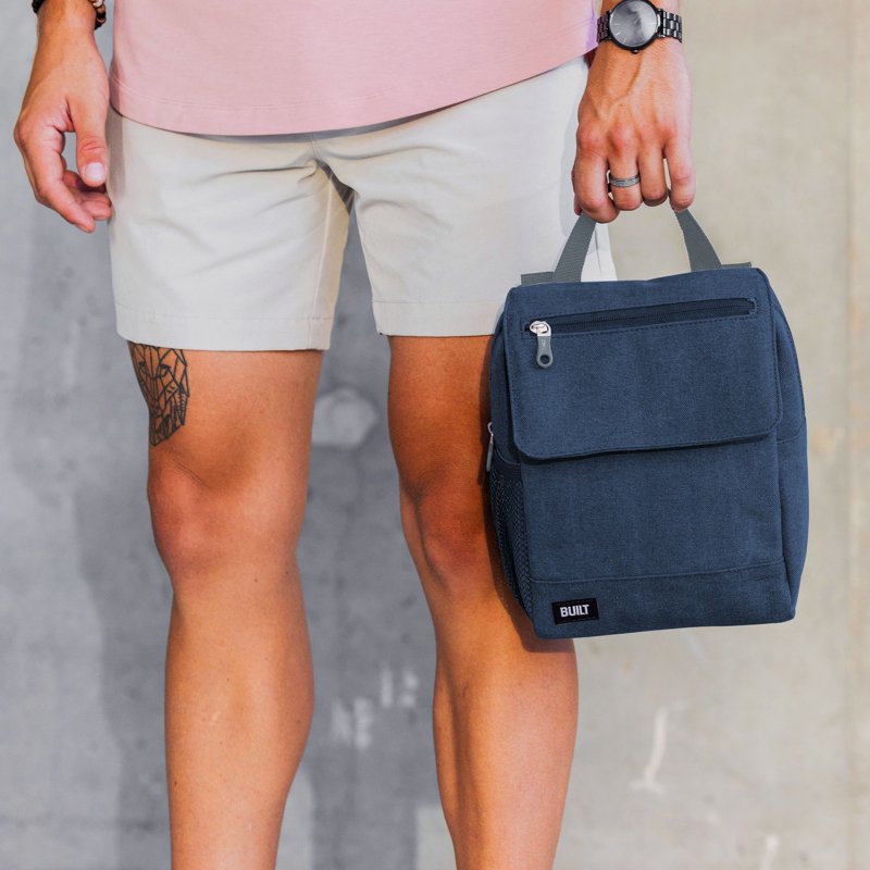 Insulated Reusable Lunch Sack with Crossbody Strap - Navy