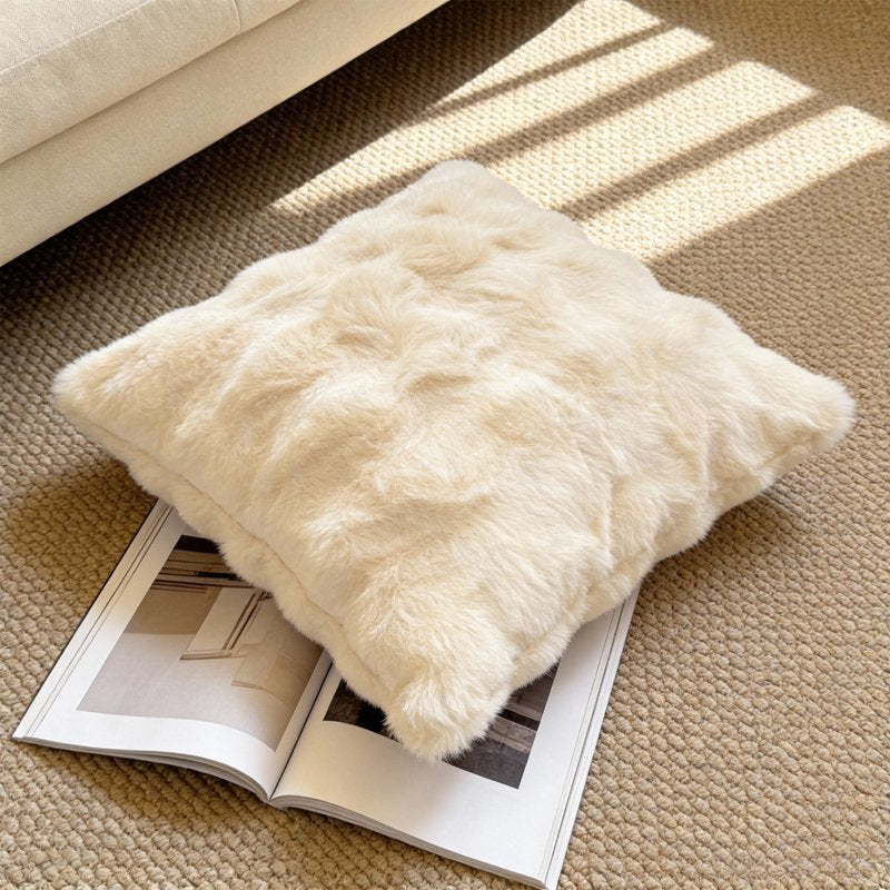 Faux Fur Throw Pillow 18x18 Inch Christmas Decorative Cushion for Couch Bed