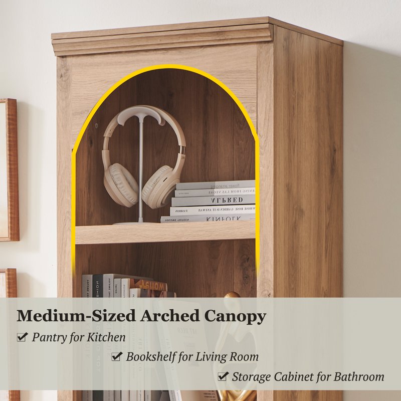 Tall Arched Bookcase - 5-Tier Narrow Bookshelf for Stylish Storage