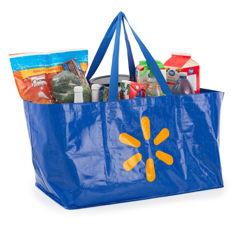 Jumbo Reusable Shopping Bags - Heavy-Duty Grocery Tote, Blue - 3 Pack