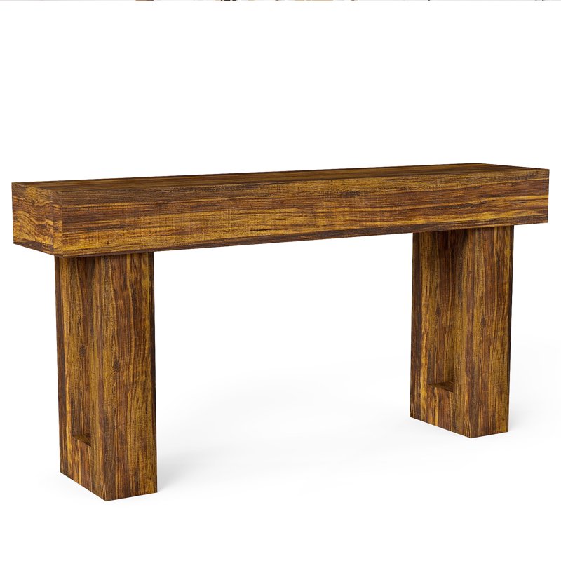 63" Rustic Brown Wooden Sofa Table - Farmhouse Entryway Table