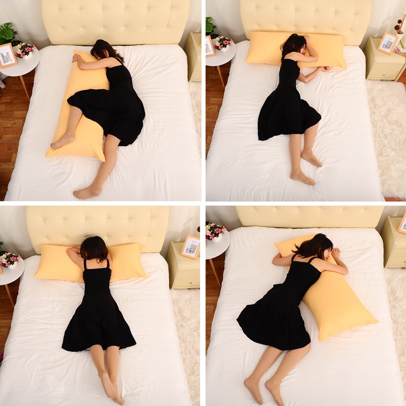 Cotton Zippered Body Pillowcase 20x48 Yellow - Breathable Egyptian Cotton