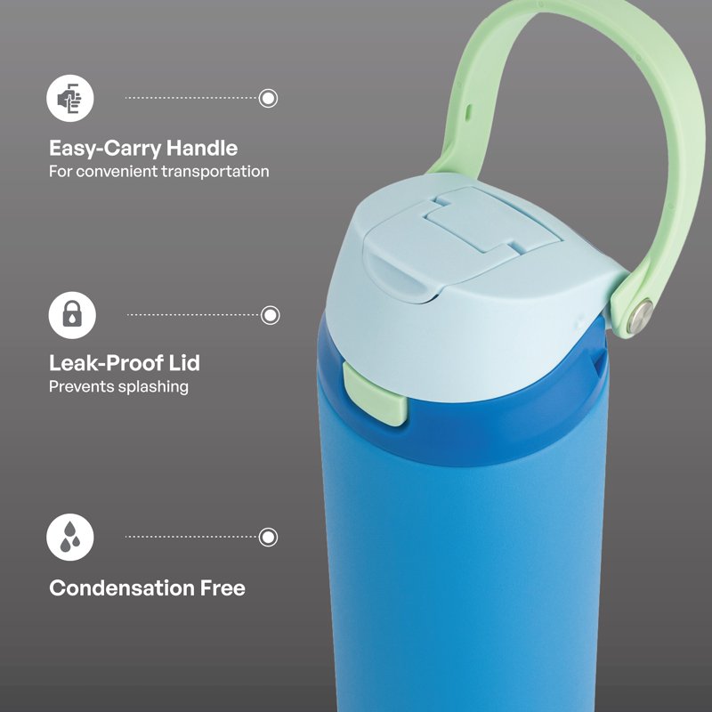 24oz Stainless Steel 2-in-1 Water Bottle with Straw & Chug Lid - Blue