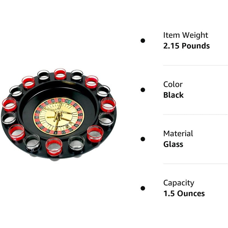 Drinking Roulette Game Set with 16 Shot Glasses