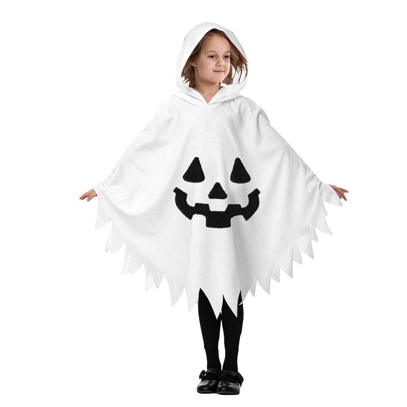 Kids Halloween Ghost Face Cape Costume - White, 3-4 Years - Unisex