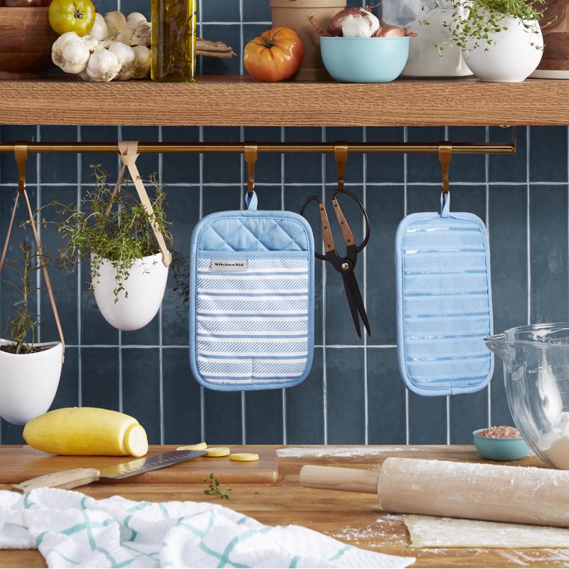 Pot Holders 2-Pack Set - Blue Velvet, 7" x 10"