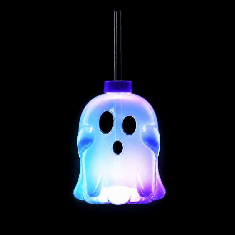 Light-Up Ghost Tumbler - Halloween Reusable Drinkware with LED Effects - 15.9 oz