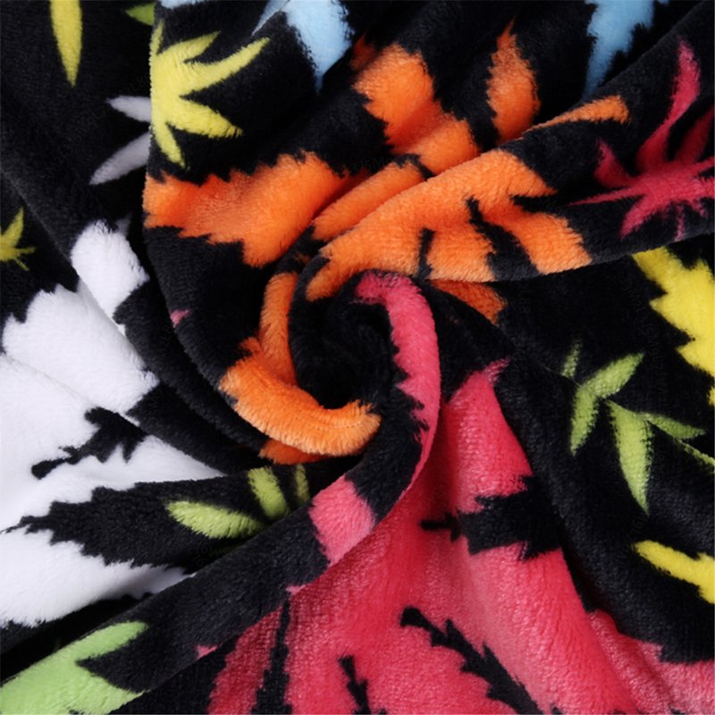 Soft Cozy Fleece Throw Blanket with Colorful Leaves Design - 50x60 Inches
