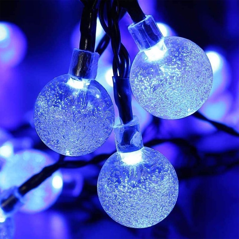 Blue Solar Outdoor Globe String Lights 35.6ft with 60 LEDs Waterproof Decorative Lighting