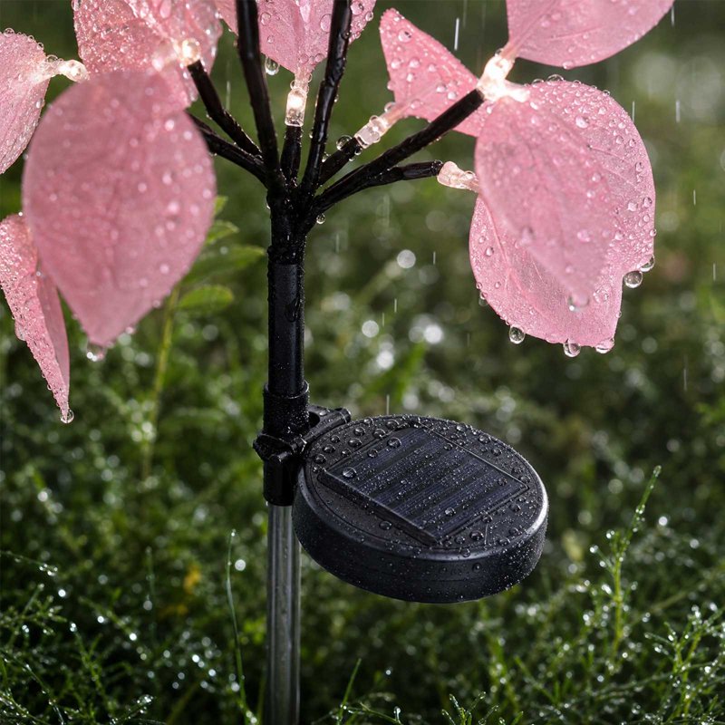 Garden Solar Lights Pink Eucalyptus Leaves Outdoor Waterproof Pathway Lamp R