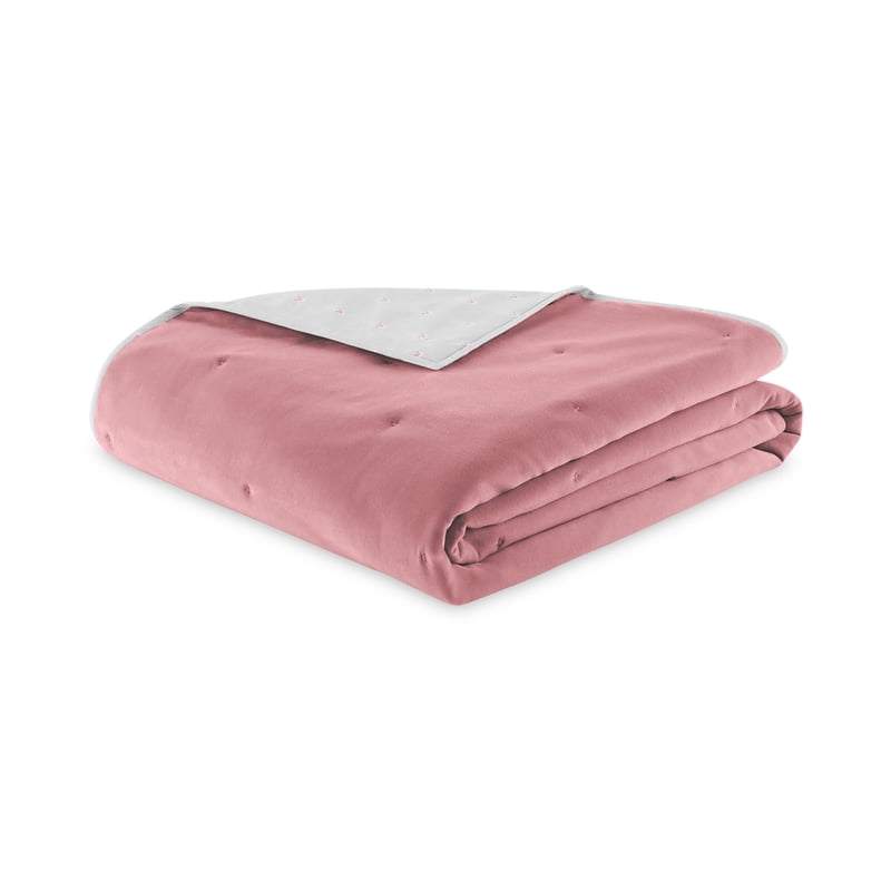 Beautiful Signature Floral Woodrose Pink Velvet Reversible King Quilt - Elegant Bedroom Decor