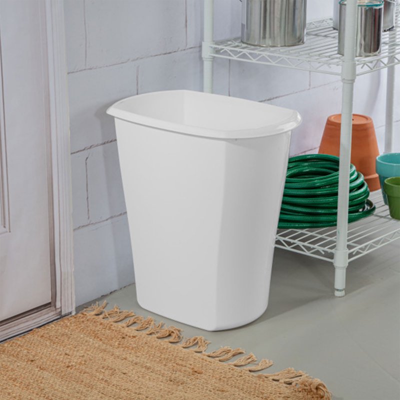 10 Gallon Plastic Trash Can - White, 6 Pack