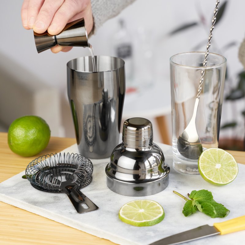 4-Piece Stainless Steel Barware Set with Cocktail Shaker & Accessories