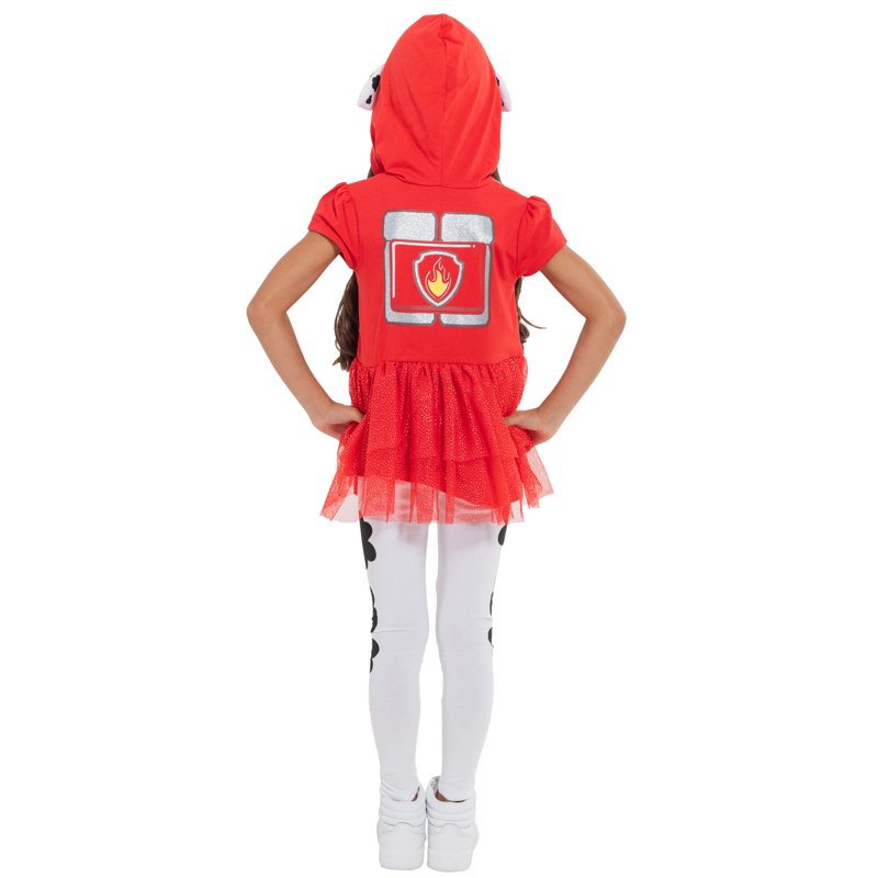 Kids Paw Patrol Marshall Cosplay T-Shirt Dress & Leggings Set - Red 7-8