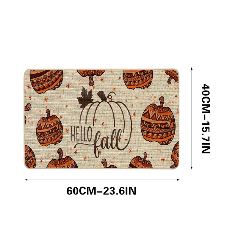 Welcome Fall Door Mat - Pumpkin Halloween Thanksgiving Indoor Outdoor Rug - Variation F