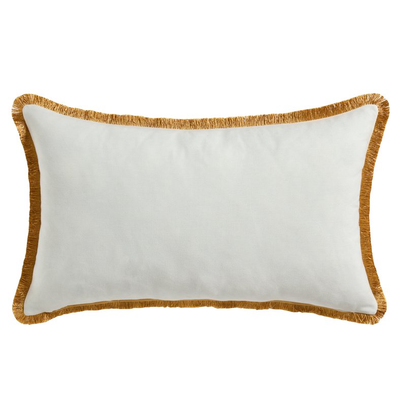 Green Diamond Geometric Decorative Pillow 14x24 Lumbar Cushion with Gold Fringe