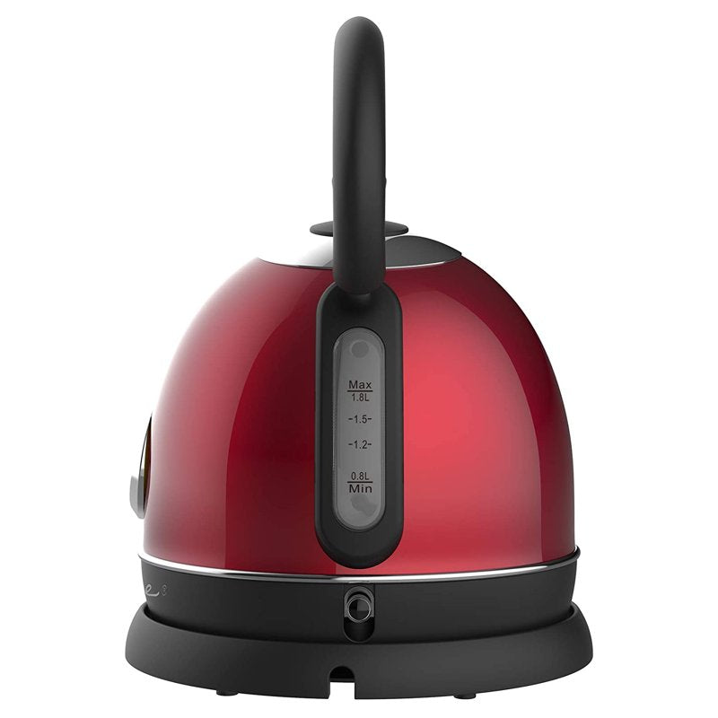 Retro Porcelain Electric Water Kettle with Thermometer - Red