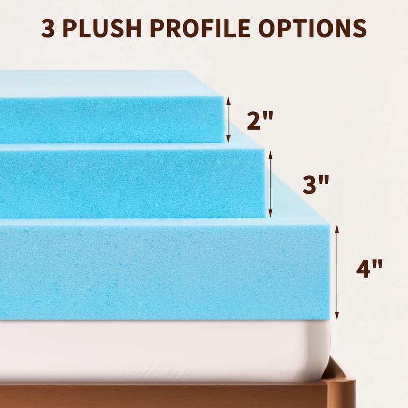 California King Gel Infused Memory Foam Mattress Topper - 3 Inch Thick Cooling Support