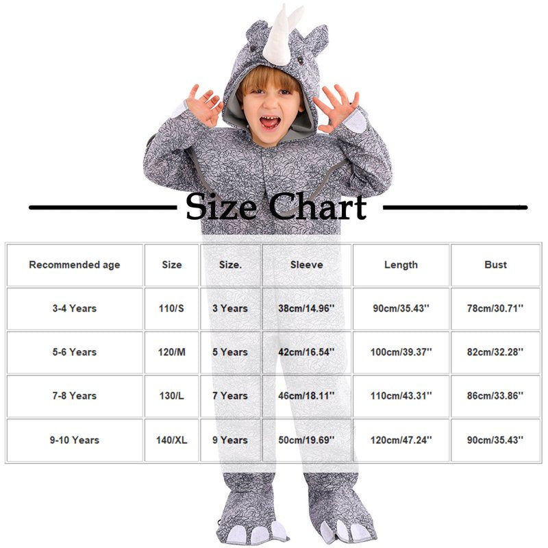 Kids Animal Onesie Pajamas Gray 7-8 Years Cute Character Costume