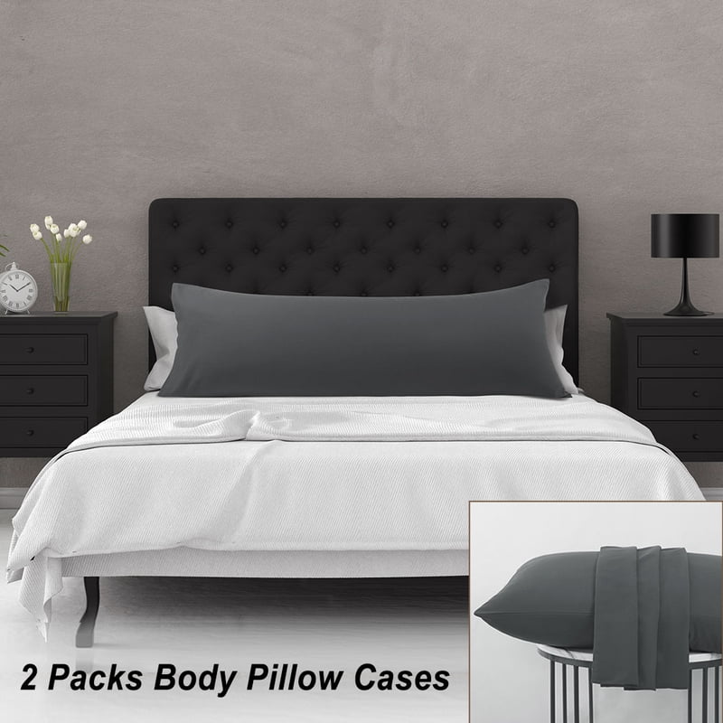 Body Pillow Cover 20x48 Inches Microfiber Grey 2-Piece Set