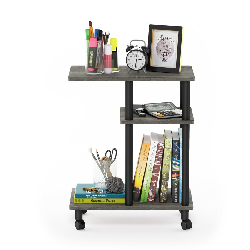 U Shape Sofa Side Table with Casters - French Oak Grey/Black