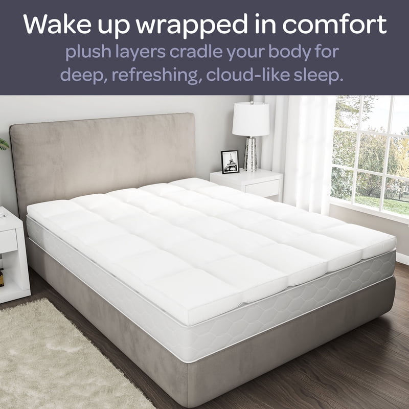 Full Size Duck Feather Mattress Topper 2-Inch with Cotton Cover - White
