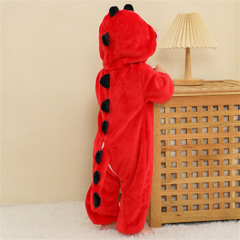 Unisex Baby Dinosaur Costume Romper - Red, 6-12 Months Winter Flannel Outfit