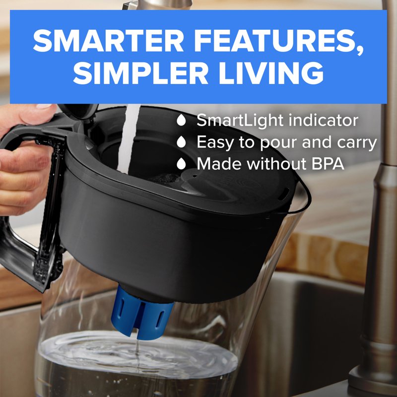 10-Cup Water Filtration Pitcher - BPA-Free, Reduces Lead - White