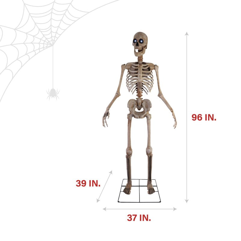 8 Ft. Tall Animated Skeleton Halloween Prop - Motion-Activated Talking Decor