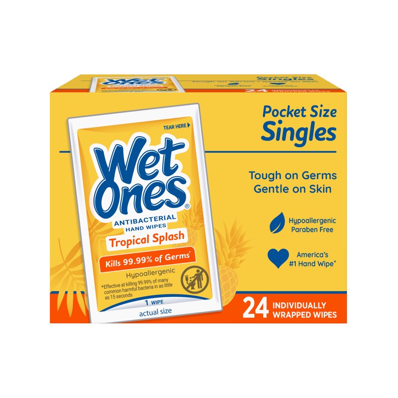 Antibacterial Hand Wipes - Tropical Splash Citrus Scent, 24 Count
