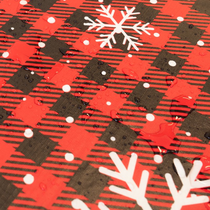 Elastic Fitted Table Cover - Waterproof Vinyl, 6Ft, Snowflake Red, 2 Pack