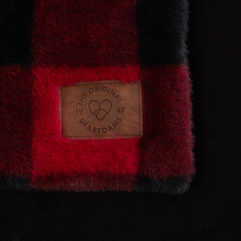 Dearfoams Reversible Throw Blanket - Red Buffalo Check Faux Fur & Micromink, 50x60 in - Variation of THIS listing