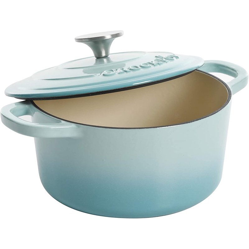5 Quart Enamel Cast Iron Dutch Oven Cooker - Aqua Blue