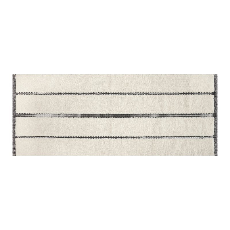 Grey Shadow & Vanilla Dream Bath Runner Rug - 24 x 60 Inches, Cotton, Stripe Design