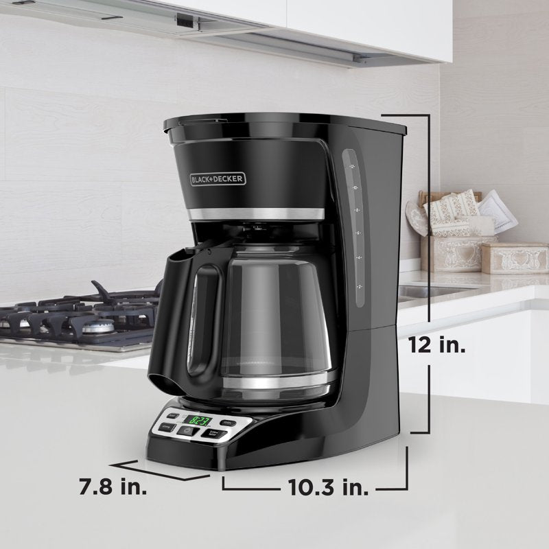 Programmable 12-Cup Drip Coffee Maker with Auto-Brew Timer and Glass Carafe