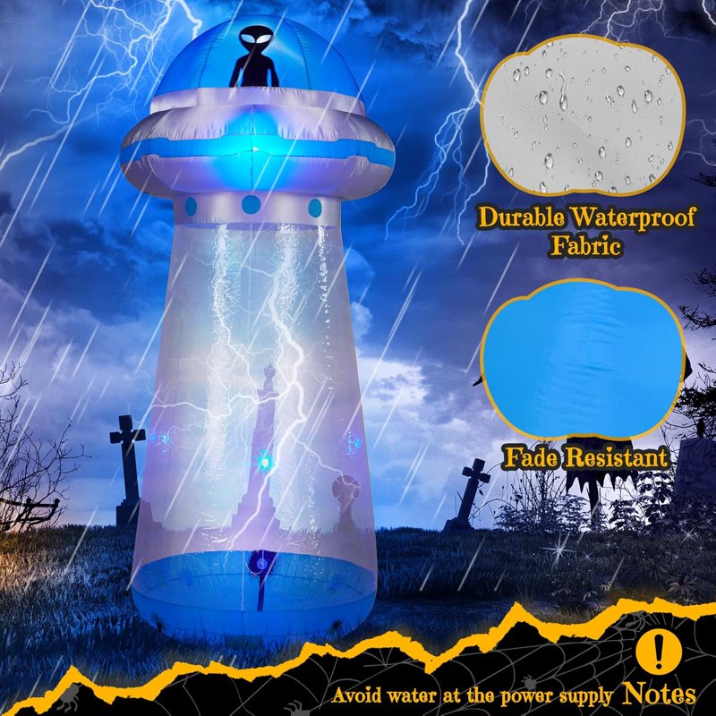 Inflatable UFO Halloween Decoration with LED Lights, 8.8Ft Outdoor Yard Decor