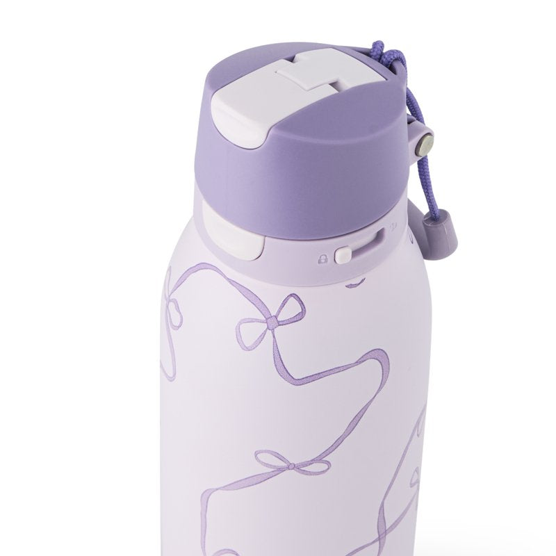 20oz Stainless Steel 2-in-1 Straw and Chug Water Bottle - Purple Bows