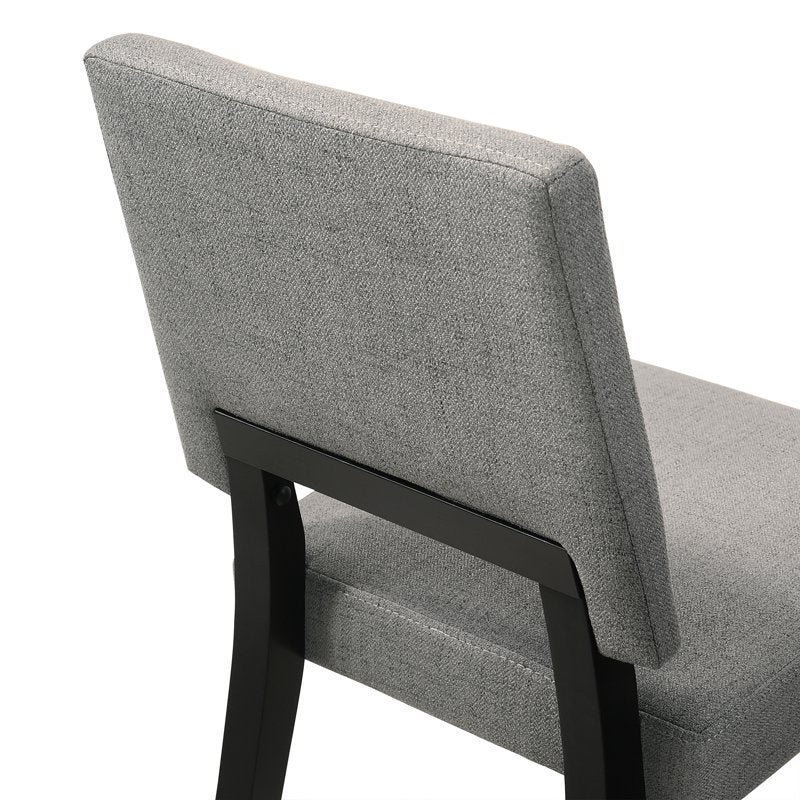 Wood Dining Chair Set of 2 - Black Finish with Charcoal Fabric