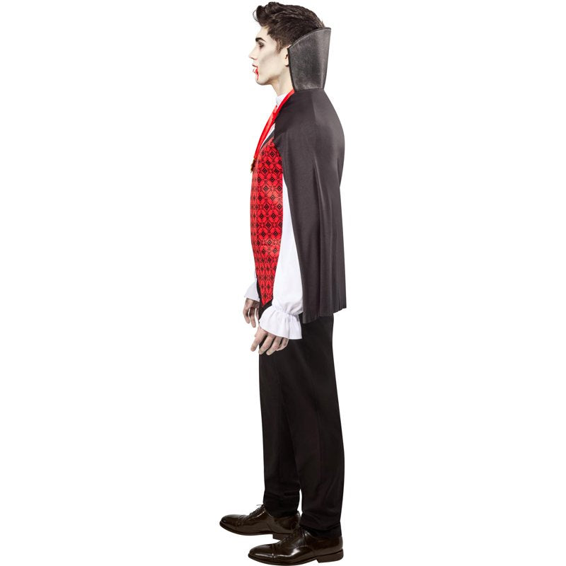 Adult Vampire Costume L - Men's Halloween Costume with Cape & Medallion