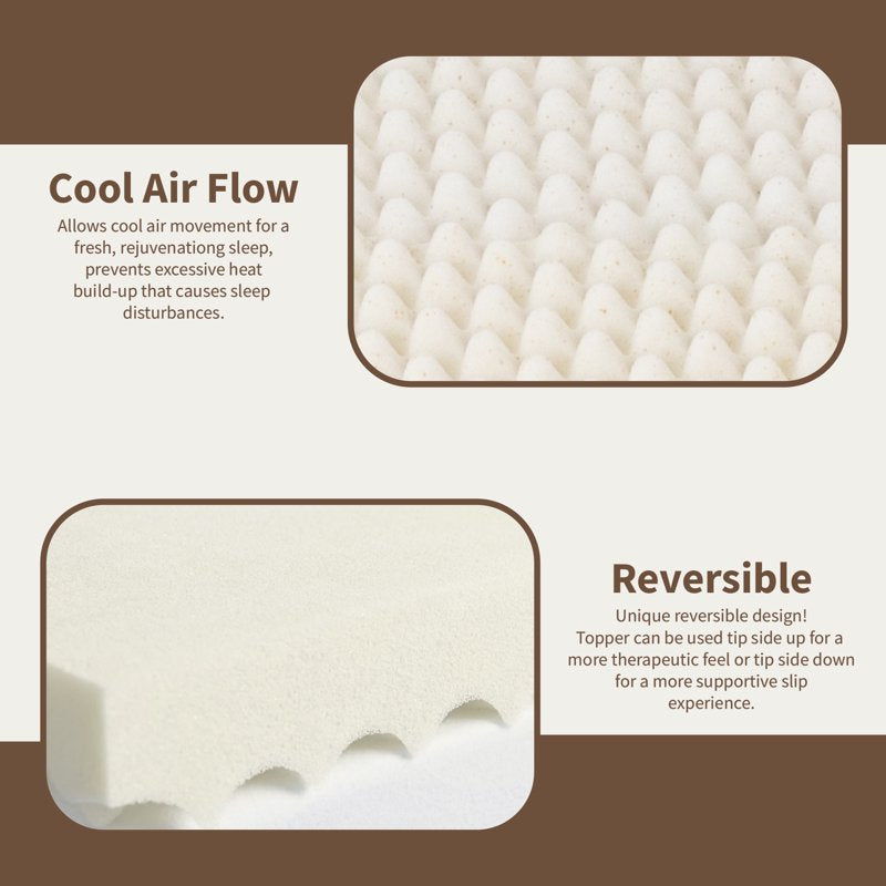Full 2-Inch Copper-Infused Convoluted Memory Foam Mattress Topper - Cooling & Pressure Relief