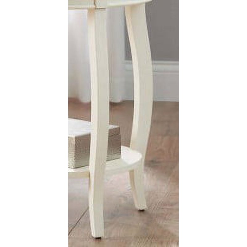 Round Accent Table with Drawer - Ivory 18"