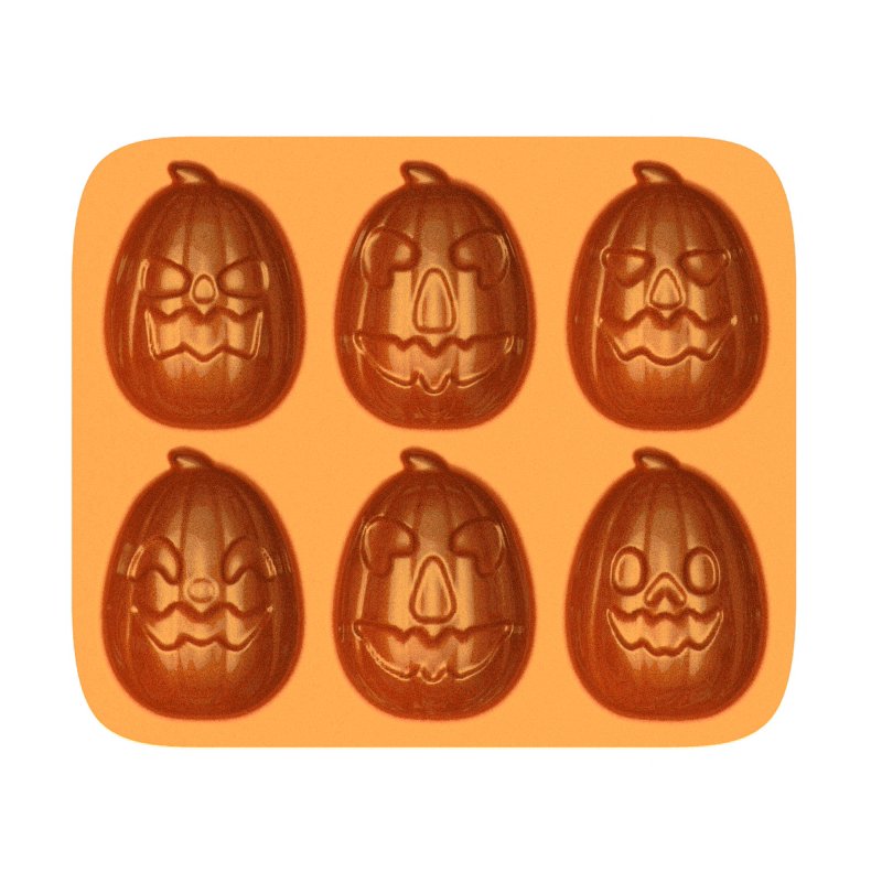 Pumpkin-Shaped Baking Pan 6-Cavity Cast Aluminum Halloween Cake Mold